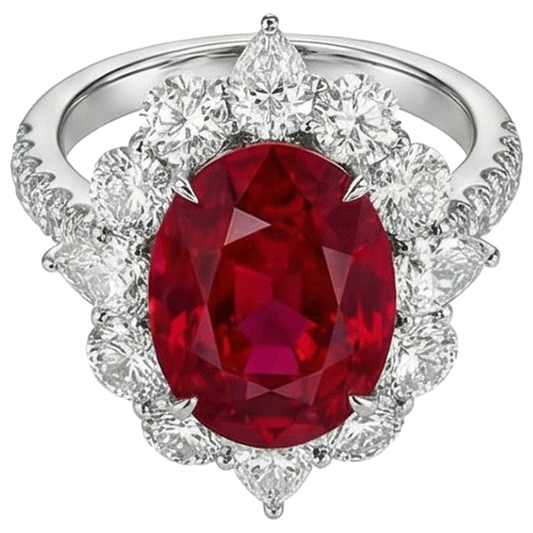 natural round ruby 4.50ct ring side angle