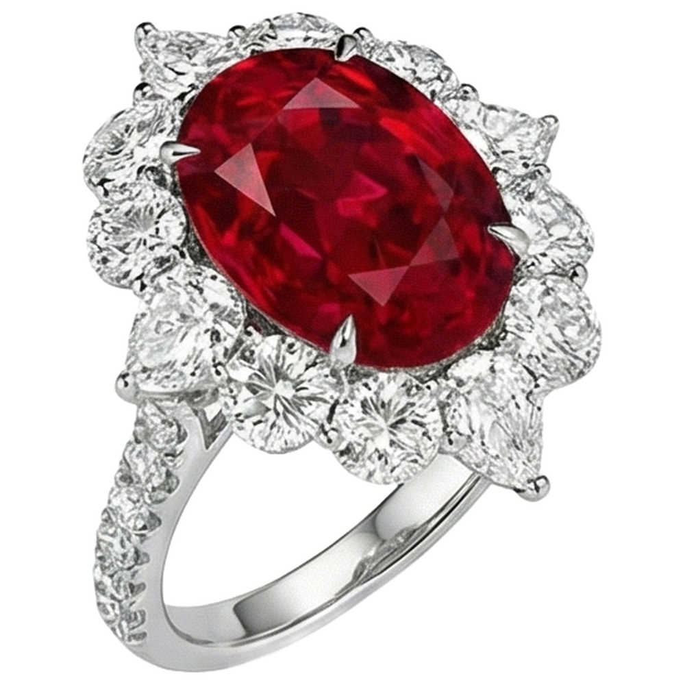 natural round ruby 4.50ct ring close up detail