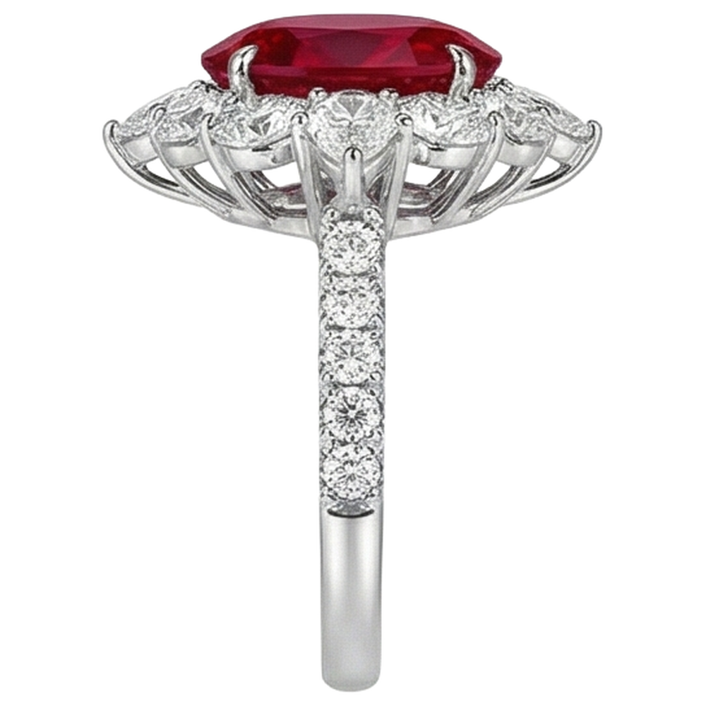 natural round ruby 4.50ct ring top view