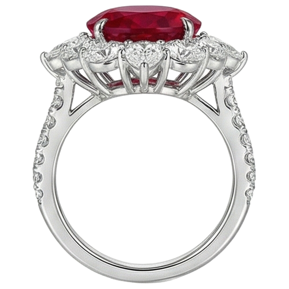 natural round ruby 4.50ct ring profile view