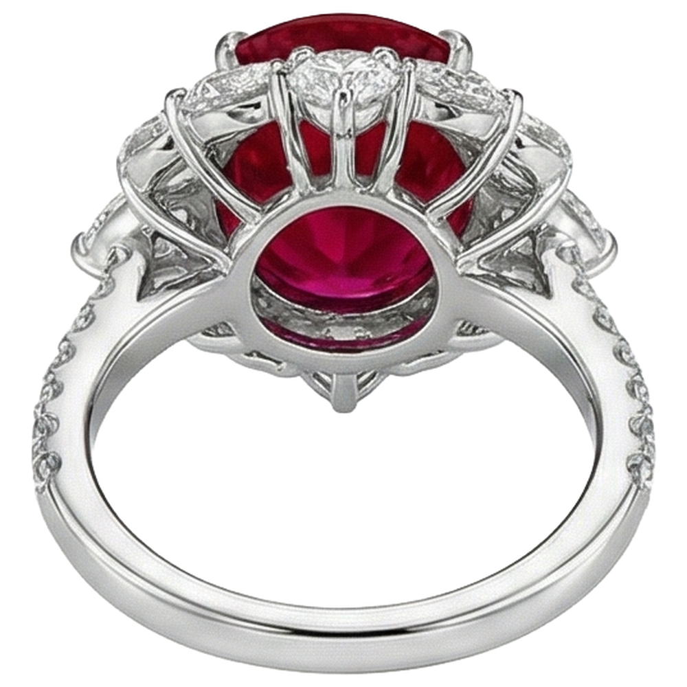 natural round ruby 4.50ct ring on white background
