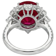 natural round ruby 4.50ct ring on white background