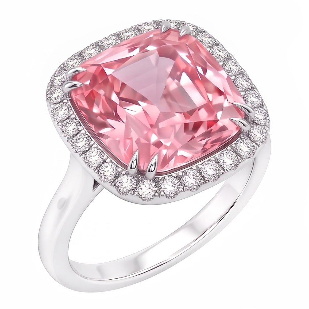 4.50 Ct. Pink Sapphire Cushion Natural Earth Mined Diamond Ring