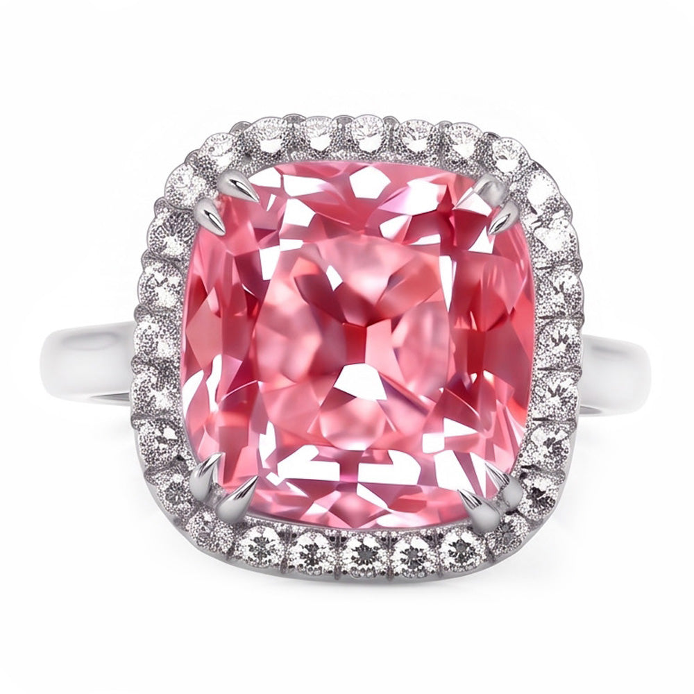 4.50 Ct. Pink Sapphire Cushion Natural Earth Mined Diamond Ring