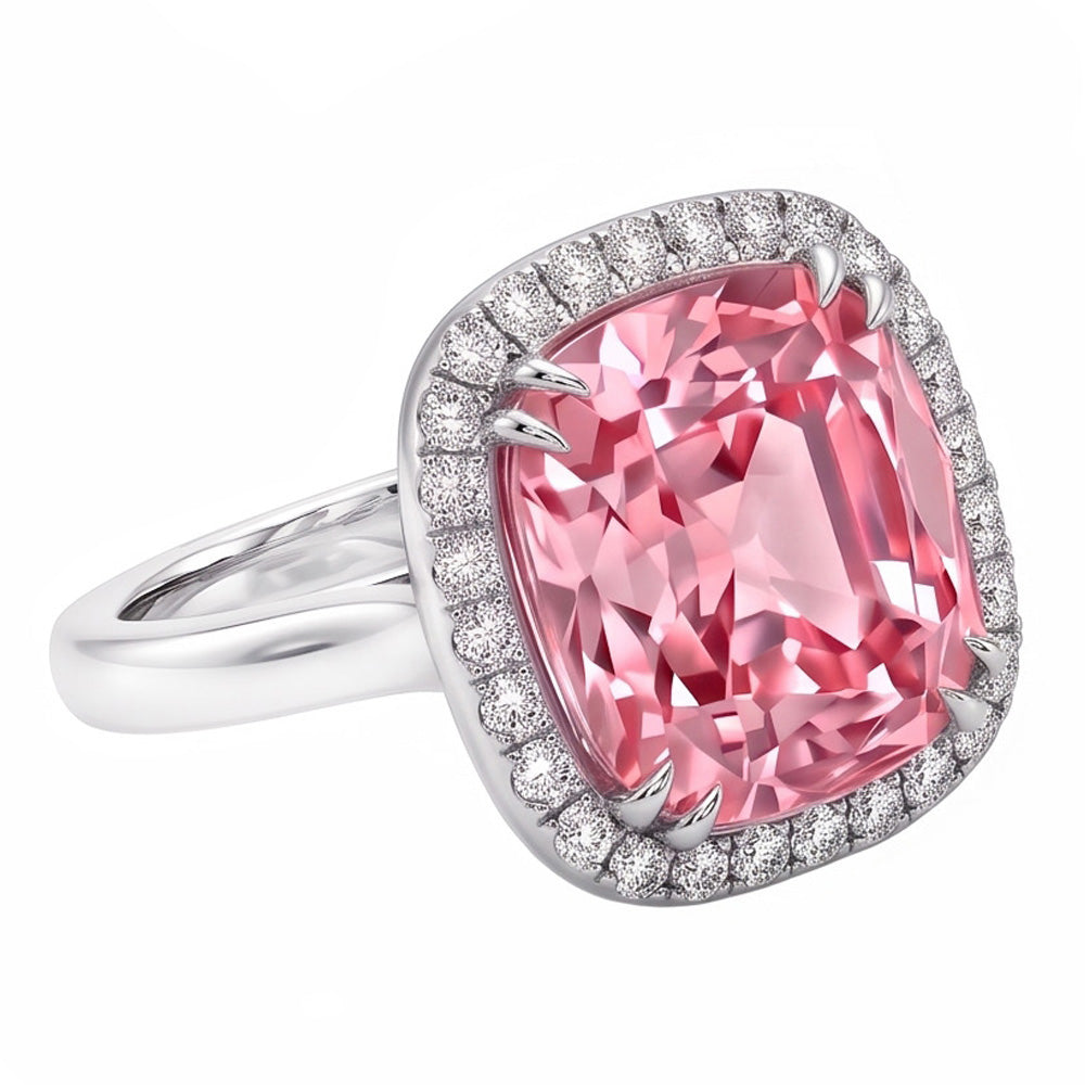 4.50 Ct. Pink Sapphire Cushion Natural Earth Mined Diamond Ring
