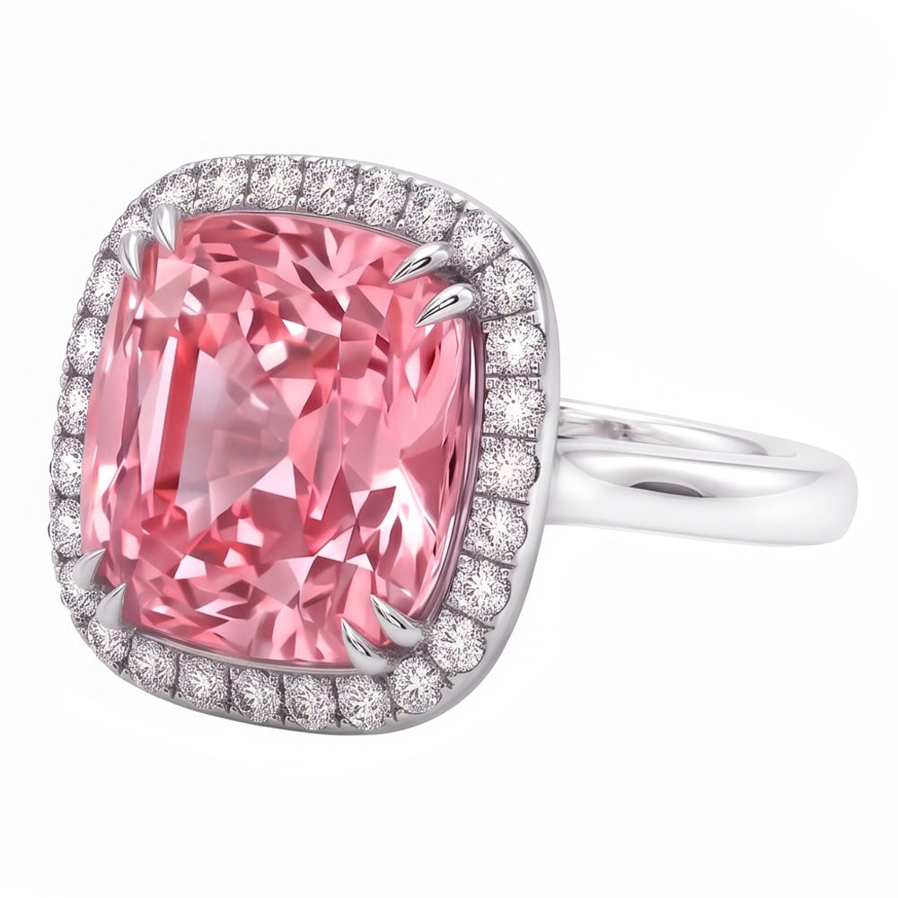 4.50 Ct. Pink Sapphire Cushion Natural Earth Mined Diamond Ring