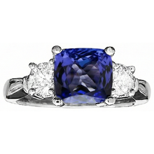 4.51 Carat Cushion Tanzanite & Round Natural Earth Mined DIAMOND ( NOT LAB GROWN )s Ring White Gold 14K