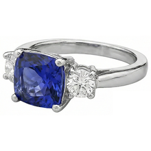 4.51 Carat Cushion Tanzanite & Round Natural Earth Mined DIAMOND ( NOT LAB GROWN )s Ring White Gold 14K