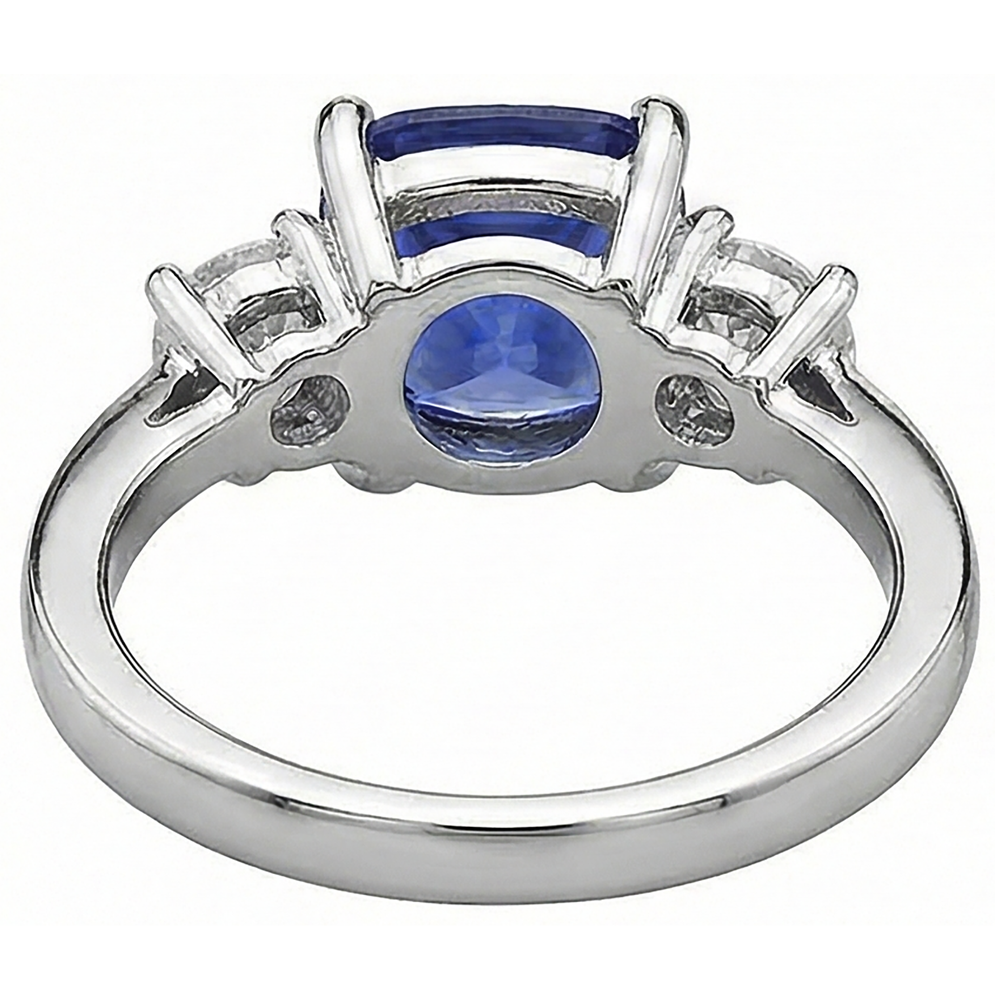 4.51 Carat Cushion Tanzanite & Round Natural Earth Mined DIAMOND ( NOT LAB GROWN )s Ring White Gold 14K