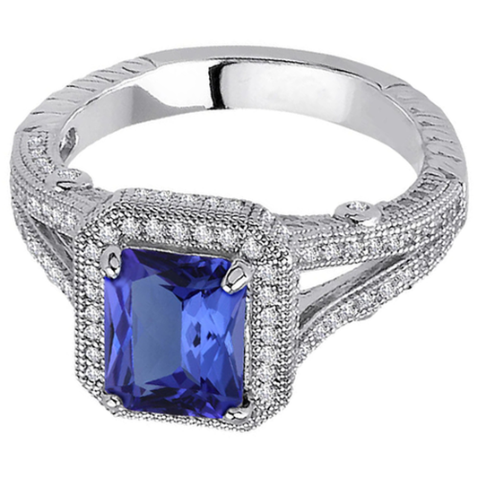 4.51 Carats Natural Earth Mined DIAMOND ( NOT LAB GROWN )s Tanzanite Antique Style Ring Gold White