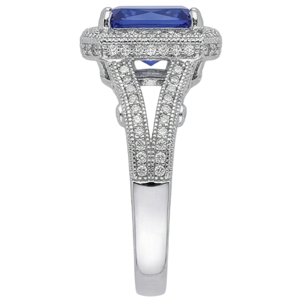 4.51 Carats Natural Earth Mined DIAMOND ( NOT LAB GROWN )s Tanzanite Antique Style Ring Gold White