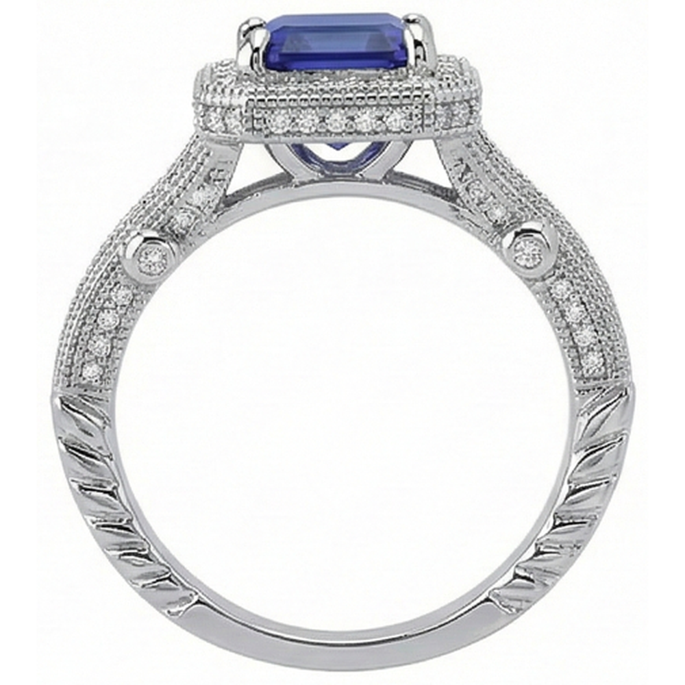 4.51 Carats Natural Earth Mined DIAMOND ( NOT LAB GROWN )s Tanzanite Antique Style Ring Gold White
