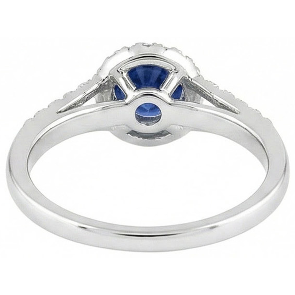4.51 Ct Round Ceylon Sapphire And Natural Earth Mined DIAMOND ( NOT LAB GROWN )s Ring White Gold 14K