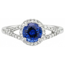 4.51 Ct Round Ceylon Sapphire And Natural Earth Mined DIAMOND ( NOT LAB GROWN )s Ring White Gold 14K
