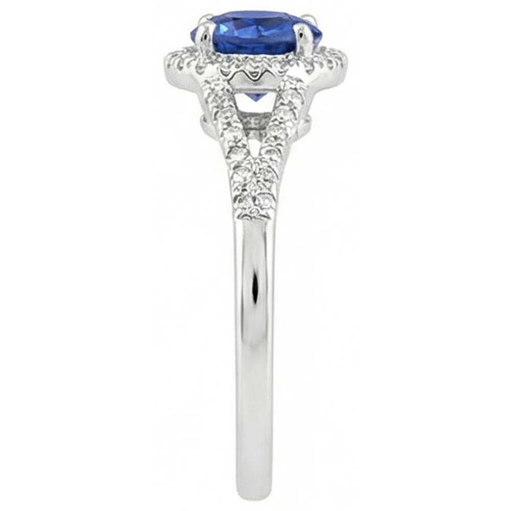4.51 Ct Round Ceylon Sapphire And Natural Earth Mined DIAMOND ( NOT LAB GROWN )s Ring White Gold 14K