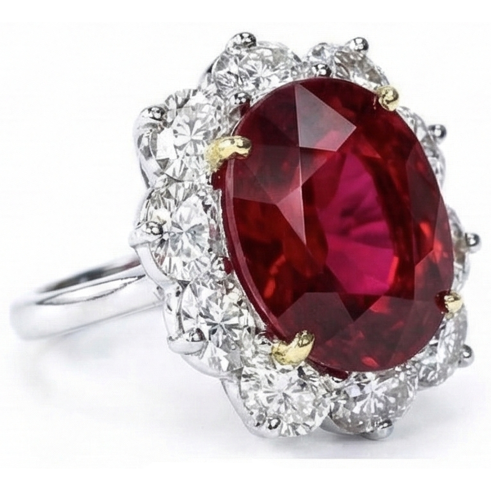 4.55 Carats Ruby And Natural Earth Mined DIAMOND ( NOT LAB GROWN ) Ring Women Jewellery Gold 14K