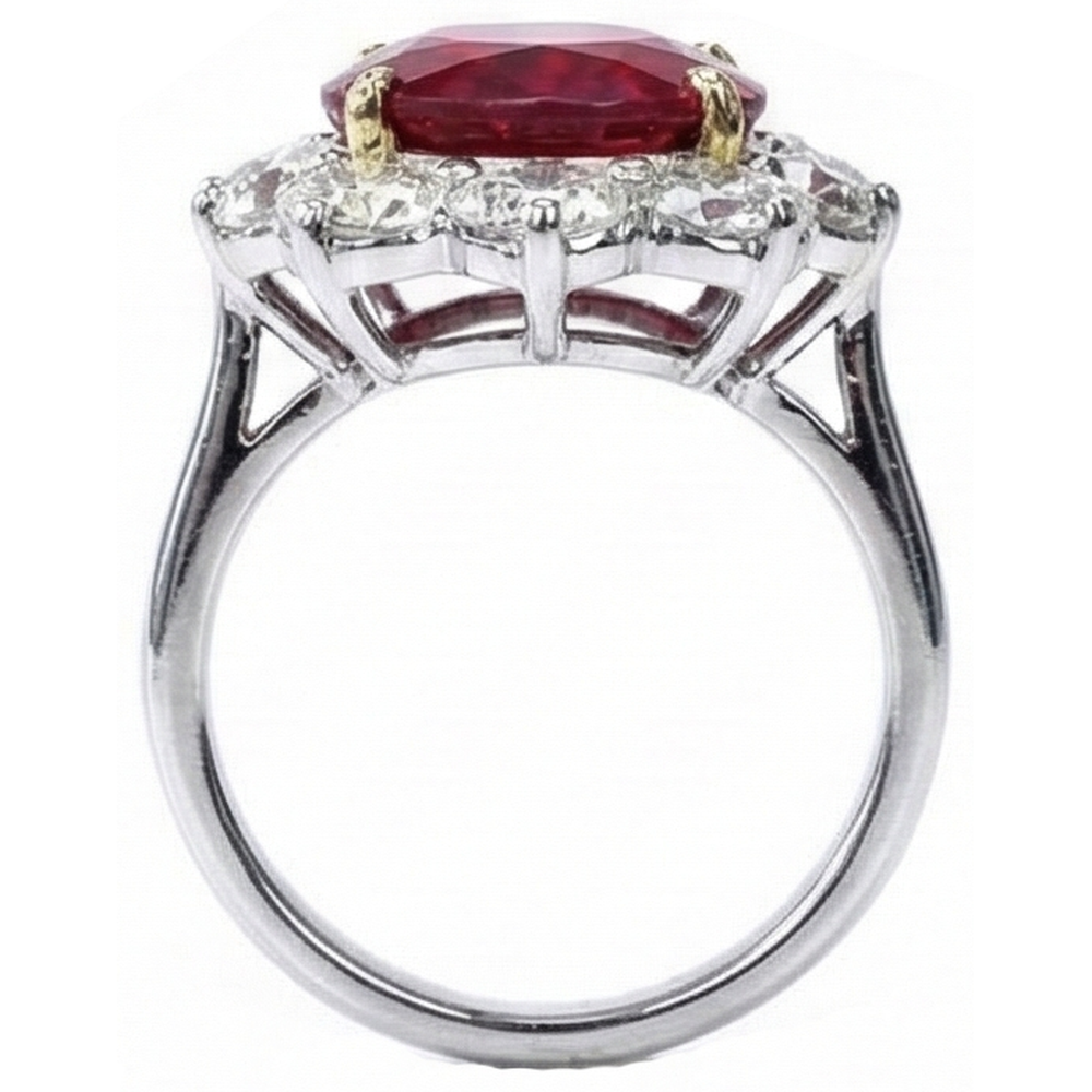 4.55 Carats Ruby And Natural Earth Mined DIAMOND ( NOT LAB GROWN ) Ring Women Jewellery Gold 14K