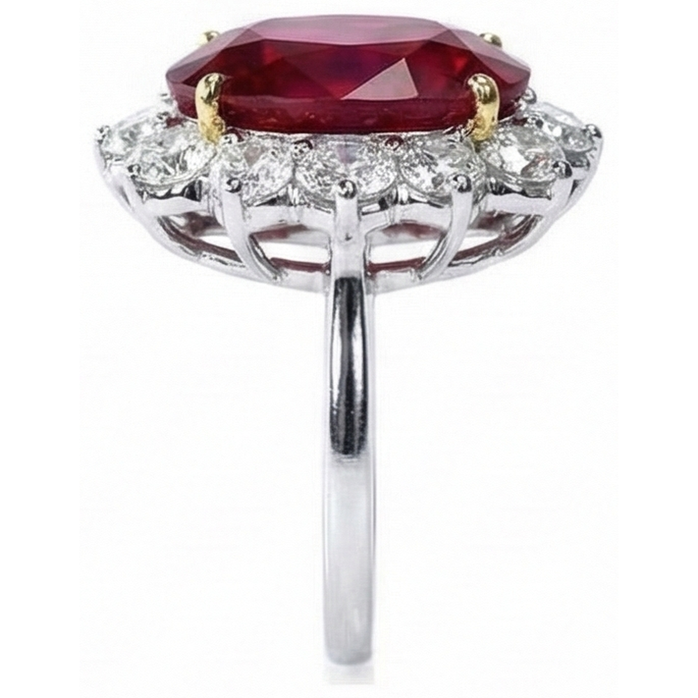 4.55 Carats Ruby And Natural Earth Mined DIAMOND ( NOT LAB GROWN ) Ring Women Jewellery Gold 14K