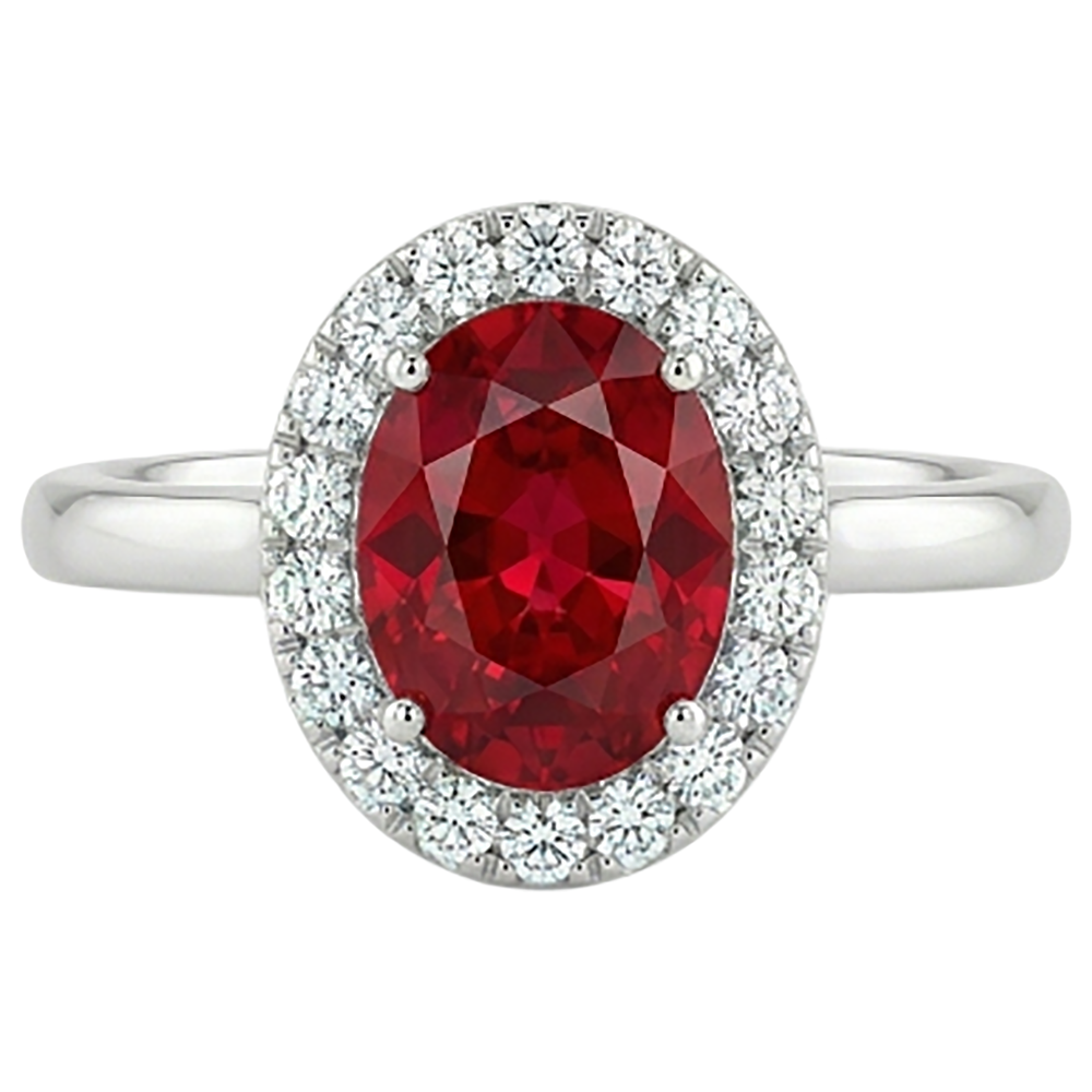 natural round ruby 4.55ct ring front view