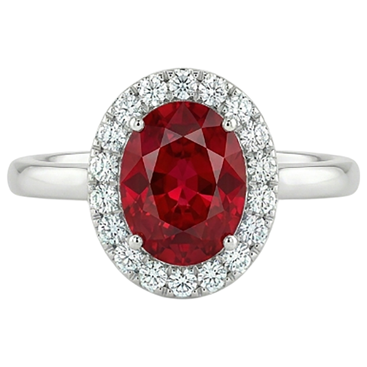 natural round ruby 4.55ct ring front view