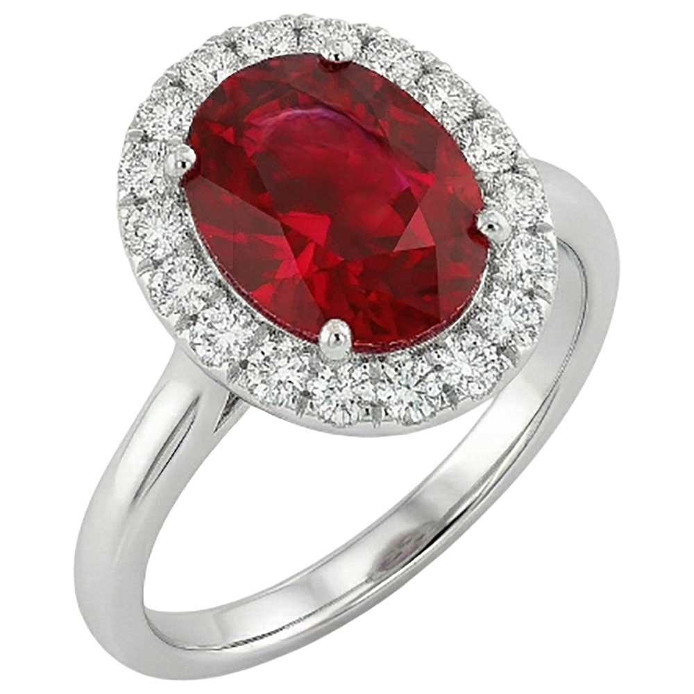 natural round ruby 4.55ct ring close up detail