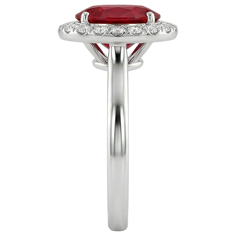 natural round ruby 4.55ct ring profile view