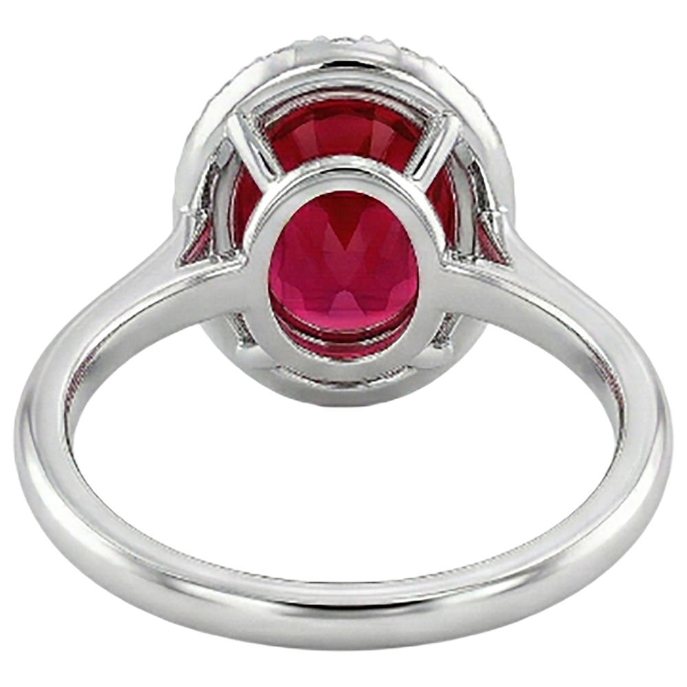 natural round ruby 4.55ct ring on white background