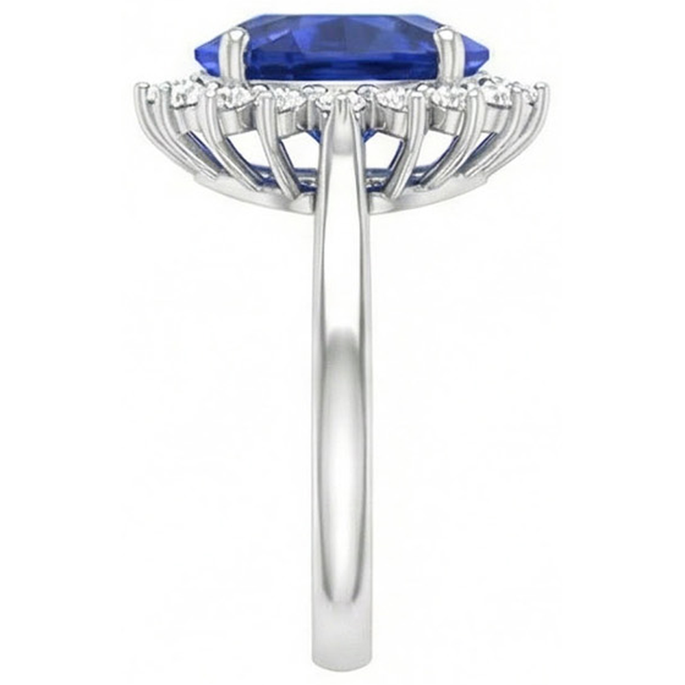 4.60 Carat Trillion Ceylon Sapphire Round Natural Earth Mined DIAMOND ( NOT LAB GROWN )s Ring White Gold 14K