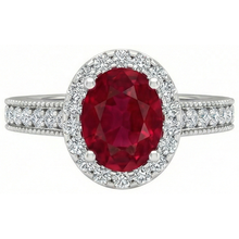 4.60 Carats Red Ruby With Natural Earth Mined Diamonds Ring 14K White Gold