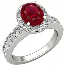 4.60 Carats Red Ruby With Natural Earth Mined Diamonds Ring 14K White Gold