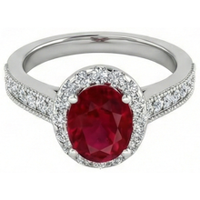 4.60 Carats Red Ruby With Natural Earth Mined Diamonds Ring 14K White Gold