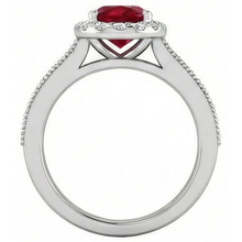 4.60 Carats Red Ruby With Natural Earth Mined Diamonds Ring 14K White Gold