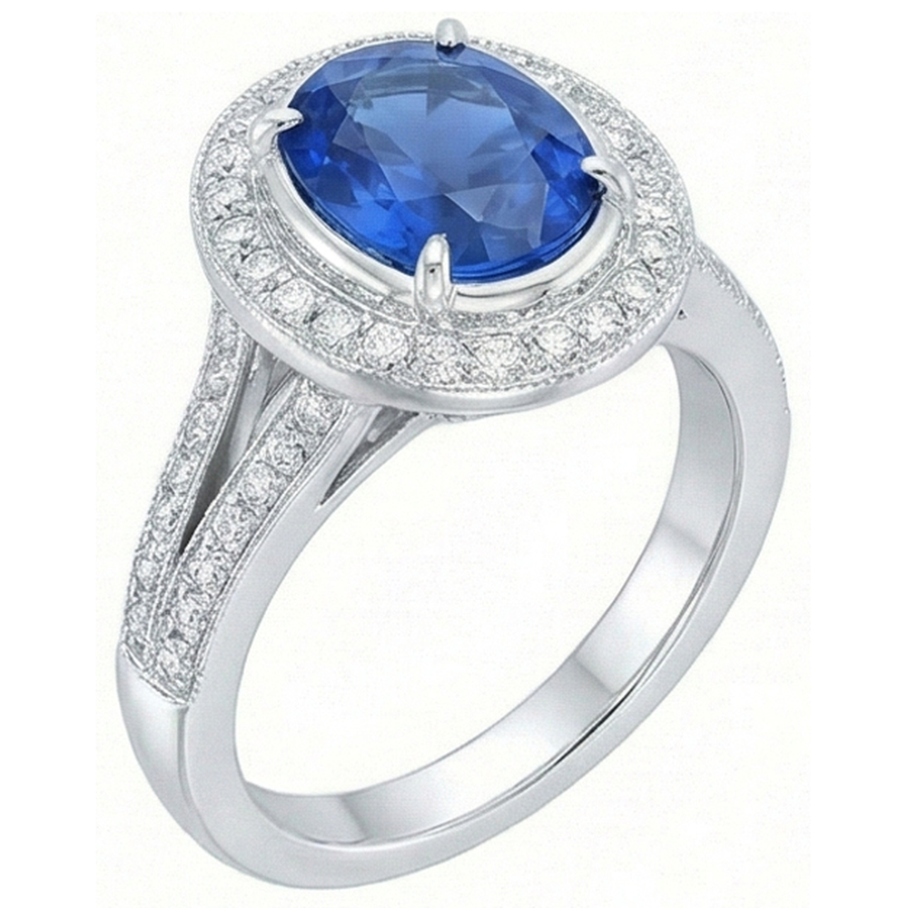 natural round sapphire 4.60ct ring side angle