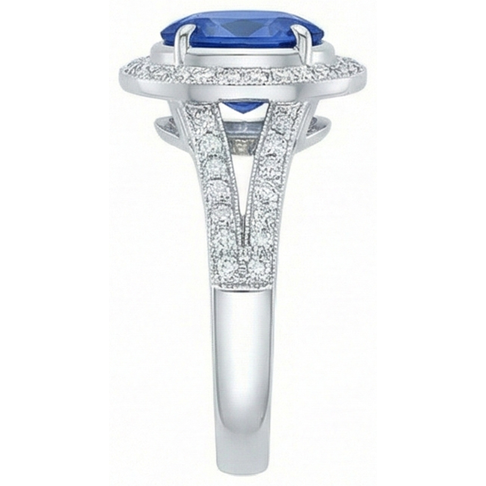 natural round sapphire 4.60ct ring profile view