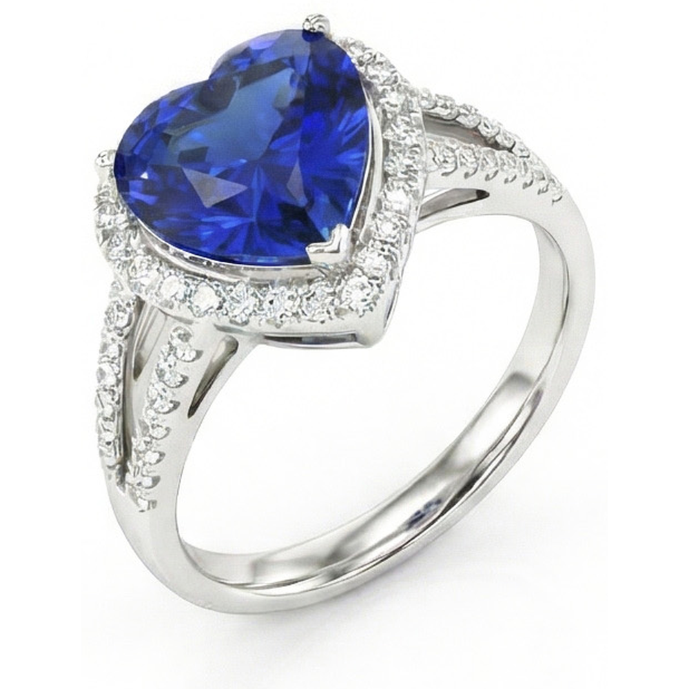 4.60 Ct Ceylon Blue Sapphire Natural Earth Mined DIAMOND ( NOT LAB GROWN )s Ring White Gold 14K