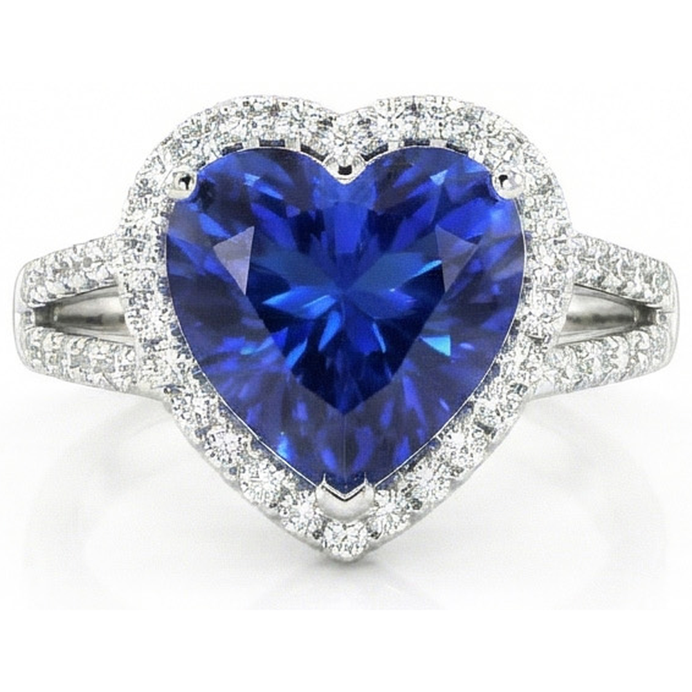 4.60 Ct Ceylon Blue Sapphire Natural Earth Mined DIAMOND ( NOT LAB GROWN )s Ring White Gold 14K