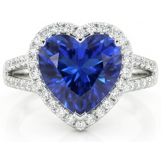 4.60 Ct Ceylon Blue Sapphire Natural Earth Mined DIAMOND ( NOT LAB GROWN )s Ring White Gold 14K