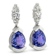 4.60 Ct Pear And Round Cut Ceylon Color Sapphire With IGI CERTIFIED Diamonds Earrings