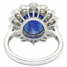 4.60 Ct Sri Lankan Sapphire And Natural Earth Mined DIAMOND ( NOT LAB GROWN )s Ring 14K White Gold