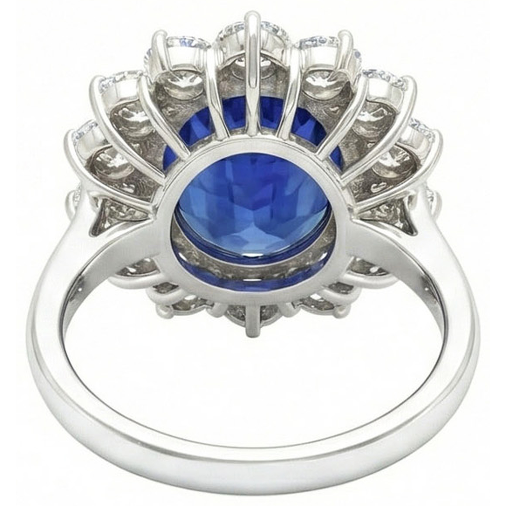4.60 Ct Sri Lankan Sapphire And Natural Earth Mined DIAMOND ( NOT LAB GROWN )s Ring 14K White Gold