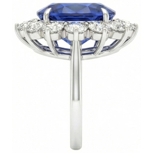 4.60 Ct Sri Lankan Sapphire And Natural Earth Mined DIAMOND ( NOT LAB GROWN )s Ring 14K White Gold