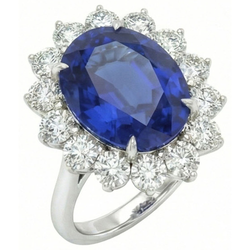 4.60 Ct Sri Lankan Sapphire And Natural Earth Mined DIAMOND ( NOT LAB GROWN )s Ring 14K White Gold