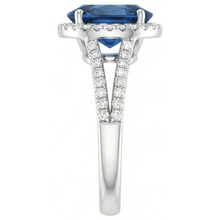 4.65 Carats Oval Ceylon Blue Sapphire Natural Earth Mined Diamond Wedding Ring