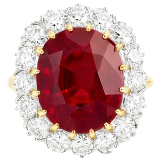 natural round ruby 4.70ct ring front view