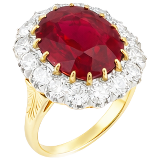 natural round ruby 4.70ct ring side angle