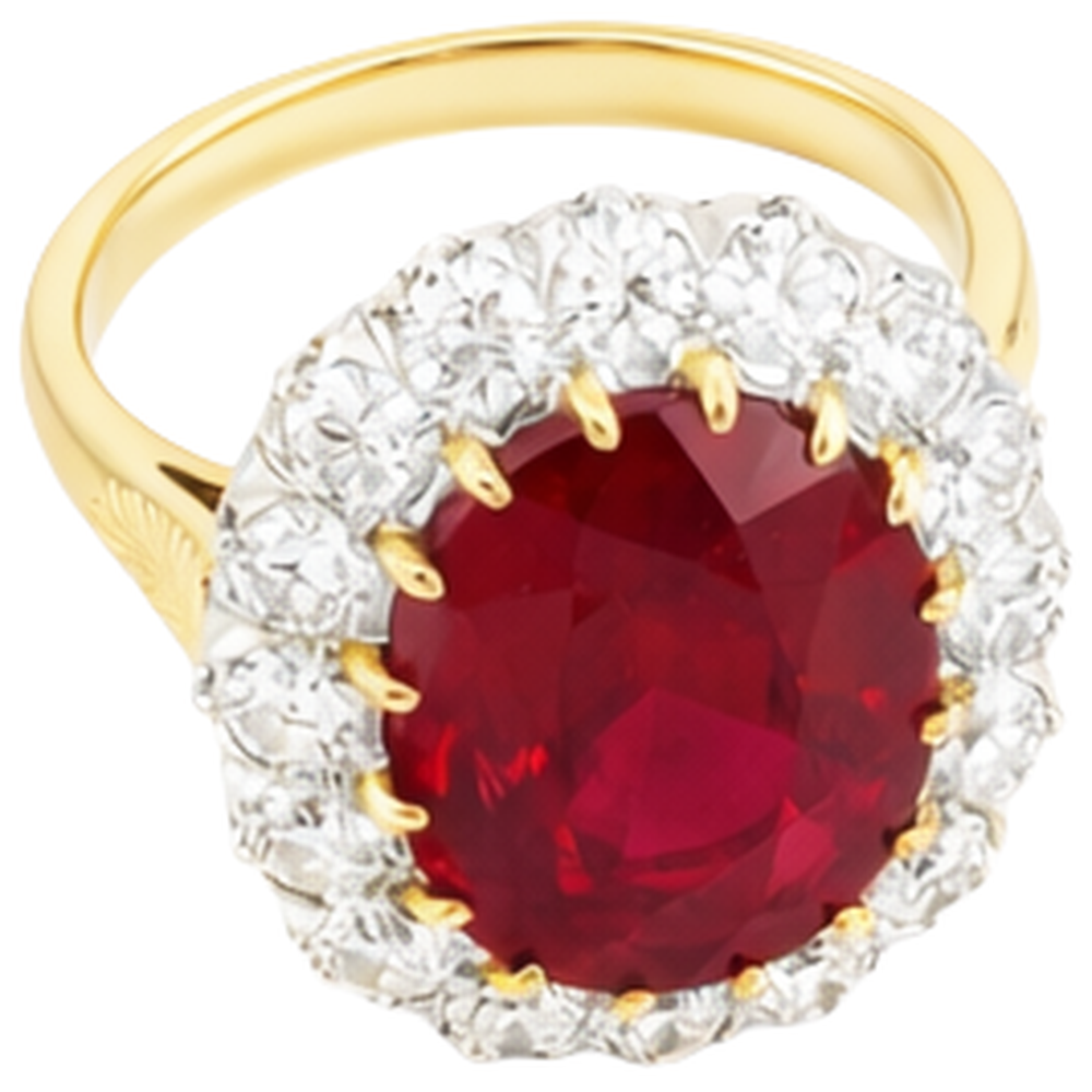 natural round ruby 4.70ct ring close up detail