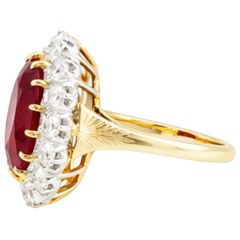 natural round ruby 4.70ct ring top view