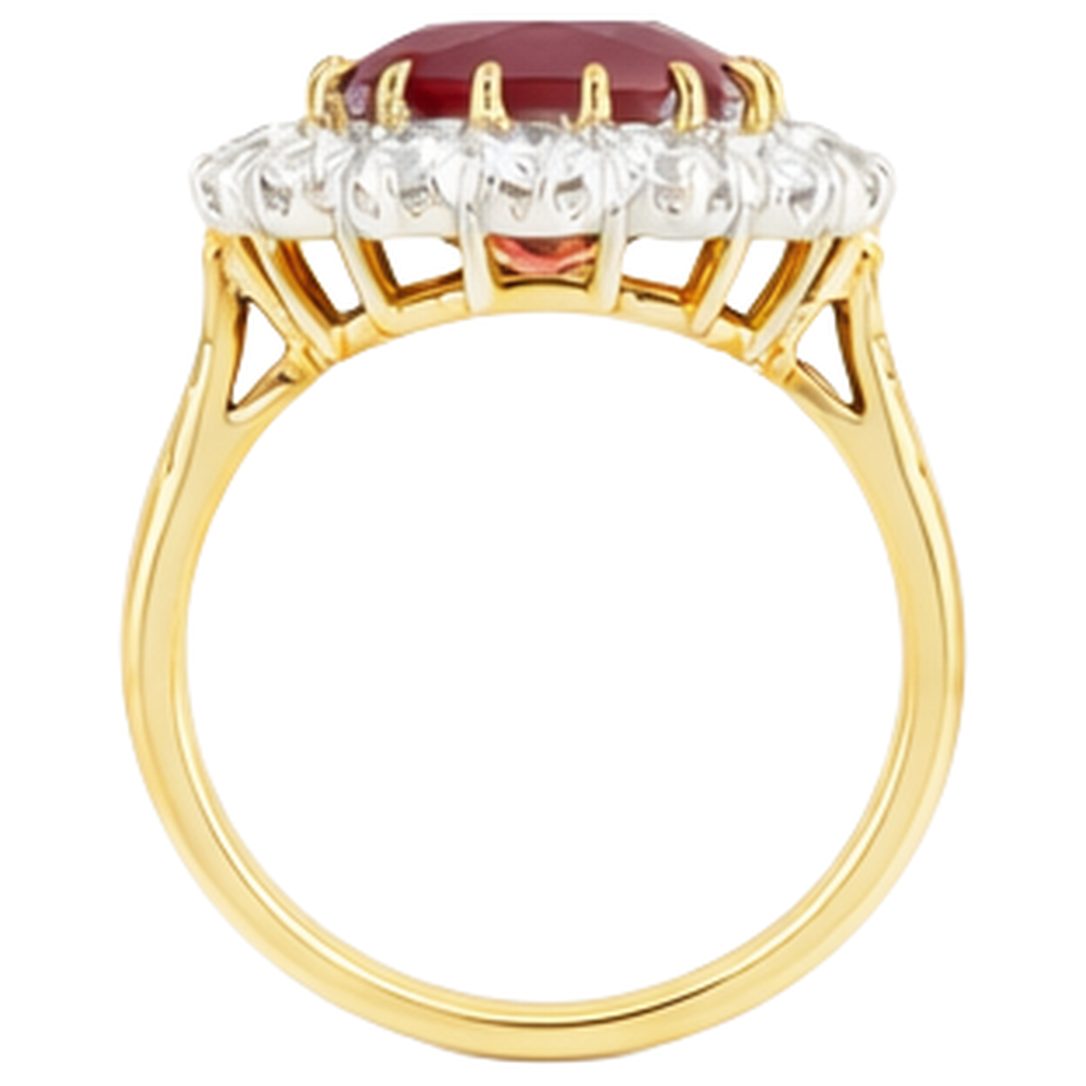 natural round ruby 4.70ct ring profile view