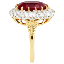 natural round ruby 4.70ct ring on white background