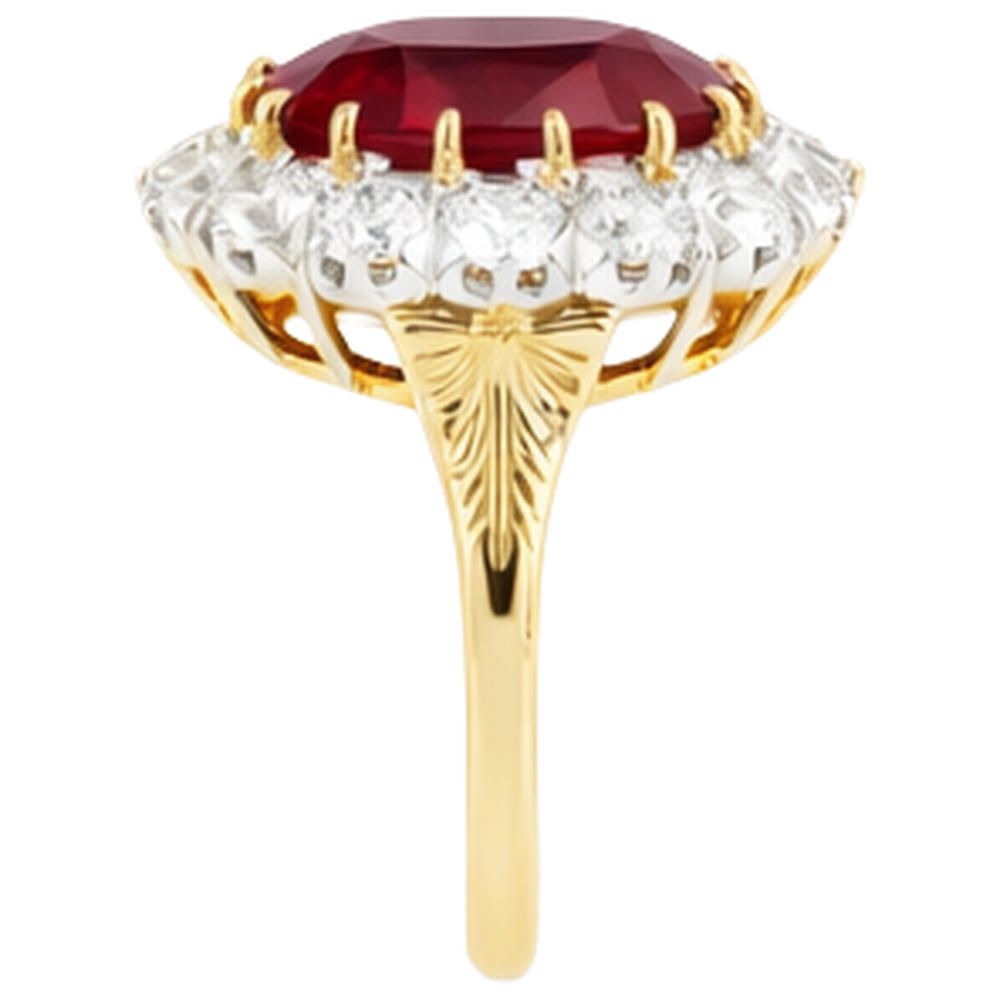 natural round ruby 4.70ct ring on white background